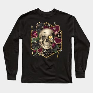 VINTAGE GOTHIC FLORAL SKULL, LOVE U HONEY Long Sleeve T-Shirt